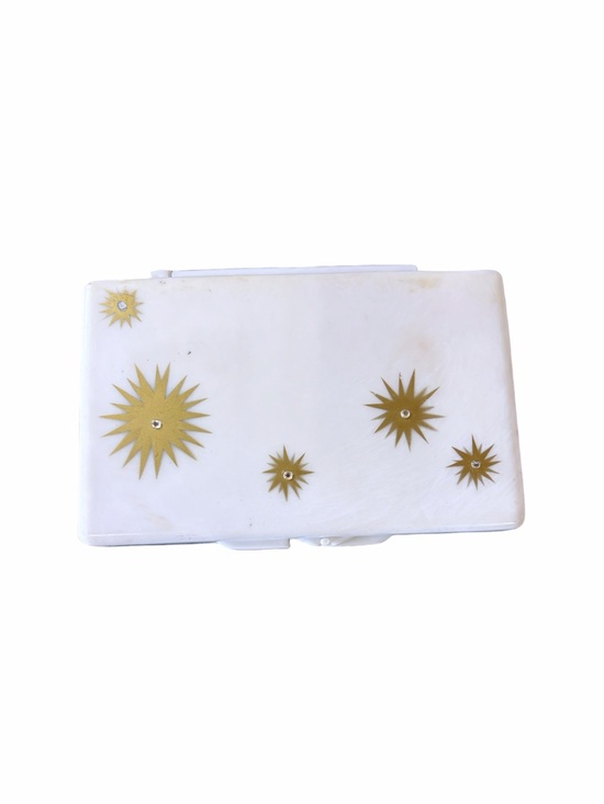 Vintage Other - Vintage 1960’s White Compact Tissue Case with Gold Starburst Accents